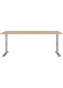 Schreibtisch Germania "Downey", lindberg, eiche, nachbildung, silber, silber, lindberg, eiche, nachbildung, B:180cm H:91cm T:80cm, Tische, Schreibtisch, h&ouml;heneinstellbar