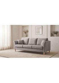 3-Sitzer Home Affaire "Arellano, Breite 217 cm", latte, B:217cm H:87cm T:86cm, Sofas, 3-Sitzer, klassisches Design, 2 Zierkissen inklusive, Webstoff fein, Chenille