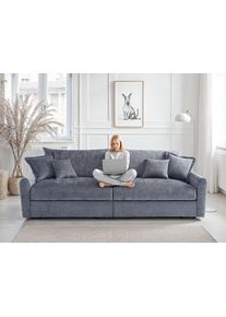 Big-Sofa Home Affaire "Finca XL, B: 190 cm", dunkelgrau, B:190cm T:123cm, 100% Polyester, Sofas, Big-Sofa, 4 Zierkissen, Mega-Sofa, in Cord oder Chenille-Struktur, Federkern
