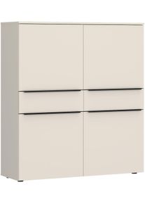 Hochkommode Tom Tailor HOME, light taupe, B:110cm H:126cm T:42cm, Holzwerkstoff, Melamin, Spanplatte, Sideboards, Hochkommode, Highboard, Breite 110 cm,4 T&uuml;ren,2 Schubladen, viel Stauraum