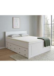 Massivholzbett OTTO HOME "Hugo, FSC zertifiziert, Landhausstil, zeitlos und edel", wei&szlig;, gewachst, B:172cm H:84,5cm L:212cm, Betten, Massivholzbett, Stauraumbett, extra belastbar, Made in EU, viele Breiten