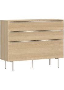 Kommode Tom Tailor HOME, light oak, B:110cm H:89cm T:42cm, Holzwerkstoff, Melamin, Spanplatte, Sideboards, Kommode, Lowboard, Breite 110 cm,1 Klappe,2 Schubladen, viel Stauraum
