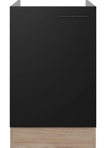 Sp&uuml;lenschrank Flex-Well "Capri", schwarz (schwarz, endgrain oak), B:50cm H:82,2cm T:57,1cm, Holzwerkstoff, Schr&auml;nke, Sp&uuml;lenschrank, (B x H x T) 50 x 82 x 57 cm, ohne Arbeitsplatte