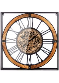 Wanduhr CASABLANCA BY GILDE "Wanduhr quadratisch Revolus", schwarz, braun, B:72cm H:72cm, Wanduhren, Wanduhr