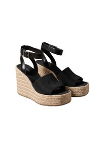 Keilsandalette Calvin Klein "WEDGE ESPAD 70 NEOPR MG", Damen, Gr. 39, schwarz, Textil, unifarben, Basic, Schuhe Keilsandalette, Sommerschuh, Plateausandale, Keilabsatz, mit Bastbesatz