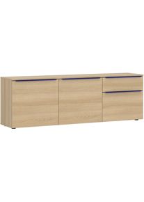 Sideboard Tom Tailor HOME, light oak, B:165cm H:56cm T:42cm, Holzwerkstoff, Melamin, Spanplatte, Sideboards, Sideboard, Lowboard, Breite 165 cm,3 T&uuml;ren,1 Schublade, viel Stauraum
