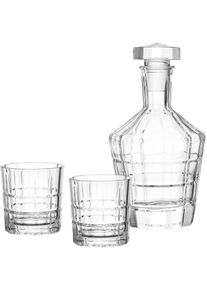 Gl&auml;ser-Set Leonardo "SPIRITII", transparent (klar), H:14cm, Glas, Trinkgef&auml;&szlig;e, Gl&auml;ser-Set, 3-teilig (1 Karaffe, 2 Gl&auml;ser), Reliefoptik