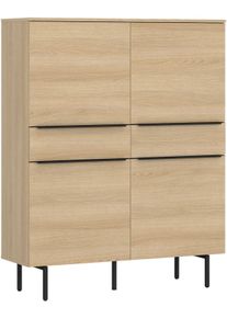 Hochkommode Tom Tailor HOME, light oak, B:110cm H:143cm T:42cm, Holzwerkstoff, Melamin, Spanplatte, Sideboards, Hochkommode, Highboard, Breite 110 cm,4 T&uuml;ren,2 Schubladen, viel Stauraum