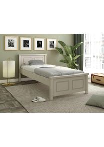 Massivholzbett OTTO HOME "ERIK', Made in Europe, optional mit Schublade, Massivholz Kiefer", cashmere, beige, B:99,5cm H:85,8cm L:213cm, Betten, Massivholzbett, in mehreren Gr&ouml;&szlig;en, Landhausstil mit Kassettenoptik