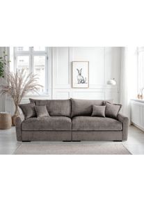 Big-Sofa Home Affaire "Finca XXL, B: 247 cm", taupe, B:247cm T:123cm, 100% Polyester, Sofas, Big-Sofa, 4 Zierkissen, Mega-Sofa, in Cord oder Chenille-Struktur, Federkern
