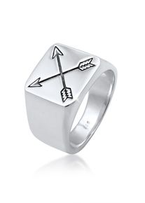 Siegelring Kuzzoi "Ring Herren Siegelring Matt Basic Pfeil 925er Silber" Gr. 60, silber, Fingerringe, Damen, 60, ohne Stein, Silber 925 (Sterlingsilber), 15mm, Siegelring