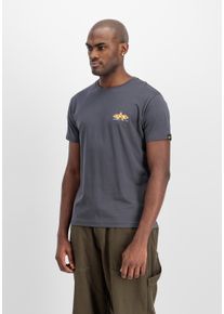 T-Shirt Alpha Industries "Puff Print Logo Backprint T-Shirt", Herren, Gr. XS, grau (vintage grau), Obermaterial: 100% Baumwolle, Shirts T-Shirt