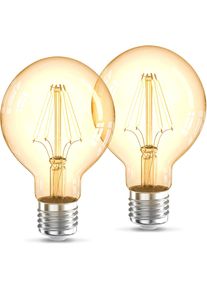 B.K.LICHT LED-Leuchtmittel "BK_LM1400 LED Leuchtmittel 2er Set E27 G80", Energieeffizienz: G, braun (amber), L:12,6cm &Oslash;:8cm, Leuchtmittel, 2.200 K Edison Vintage Gl&uuml;hbirne Filament, LED-Leuchtmittel