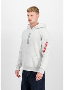 Hoodie Alpha Industries "Alpha Puff Print Hoodie", Damen, Gr. S, pastel grau melange, Obermaterial: 80% Baumwolle, 20% Polyester, regular fit, Sweatshirts Hoodie