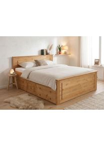 Massivholzbett OTTO HOME "Hugo, FSC zertifiziert, Landhausstil, zeitlos und edel", natur, ge&ouml;lt, B:172cm H:84,5cm L:212cm, Betten, Massivholzbett, Stauraumbett, extra belastbar, Made in EU, viele Breiten