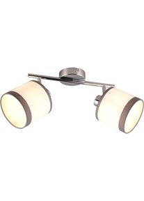 REALITY LEUCHTEN Deckenstrahler "DAVOS, Deckenspot 2-flammig exkl 2xE14 max 10 W Stoffschirm zweifarbig", silber (chrom wei&szlig;), 2, &Oslash; 12cm H: 23cm, 1 Stk., Leuchten, Wandspot Deckenspot schwenkbar Leuchtmittel wechselbar Flur K&uuml;che, Deckenstrahler