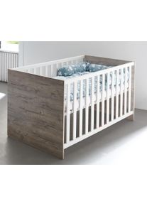 Babybett Arthur Berndt "Bente", wei&szlig; (eiche sand nb, wei&szlig; flachgitter), B:76cm H:74cm L:142cm, Holzwerkstoff, Massivholz, Babybetten, Babybett, Gitterseiten aus Massivholz, 4-fach h&ouml;henverstellbares Lattenrost