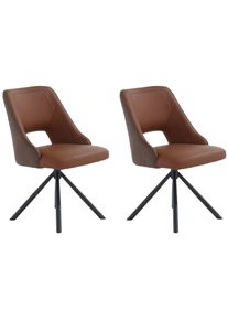 Jockenh&ouml;fer Drehstuhl JOCKENH&Ouml;FER GRUPPE "Milo (Set, 2 St.)", braun (schwarz, cognac), B:53cm H:86cm T:64cm, St&uuml;hle, Drehstuhl, Echtleder, inklusive Drehfunktion (360), bis 150kg belastbar