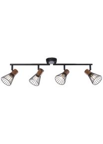 Brilliant Deckenstrahler "Manama", schwarz (holz dunkel, schwarz matt), 4, H: 18cm, 1 Stk., Leuchten, Spotrohr 4flg holz dunkel/schwarz matt, Deckenstrahler
