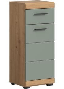 Unterschrank Welltime "SIENA, Breite 37cm, 1 T&uuml;r, 1 Schubkasten, 2 F&auml;cher, MDF-Front", gr&uuml;n (artisan eiche nb, salbei nb), B:37cm H:88cm T:31cm, FSC-zertifizierter Holzwerkstoff, Schr&auml;nke, Unterschrank, in verschiedenen Farben erh&auml;ltlich, Badm&ouml;bel, Badschrank, Kommode, Bad