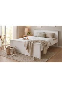 Massivholzbett OTTO HOME "Hugo, FSC zertifiziert, Landhausstil, zeitlos und edel", wei&szlig;, gewachst, B:172cm H:84,5cm L:212cm, Betten, Massivholzbett, Stauraumbett, extra belastbar, Made in EU, viele Breiten