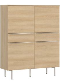 Hochkommode Tom Tailor HOME, light oak, B:110cm H:143cm T:42cm, Holzwerkstoff, Melamin, Spanplatte, Sideboards, Hochkommode, Highboard, Breite 110 cm,4 T&uuml;ren,2 Schubladen, viel Stauraum