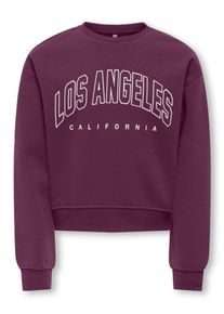 Sweatshirt KIDS Only "KOGSWEAT LS CREW OVZ STAT SWT NOOS", M&auml;dchen, Gr. 110/116, mauve wine print:los angeles, california, Sweatware, Obermaterial: 60% Baumwolle, 40% Polyester, bedruckt, loose fit normal, Rundhals, Rippb&uuml;ndchen, Sweatshirts Sweatshirt, Baumwollmischung, loose fit