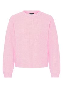Strickfleece-Pullover oxmo "Strickpullover OXBMMOLARA ONECK", Damen, Gr. S, pink (parfait pink melange), Obermaterial: 93% Polyester PES. 5% Wolle mw. 2% Elasthan EL., Pullover Strickfleece-Pullover