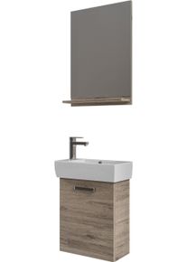 Badm&ouml;bel-Set SAPHIR "Keramikwaschtisch mit Waschtischunterschrank und Spiegel", sanremo eiche terra quer nachbildung, B:50cm H:200cm T:25cm, Kastenm&ouml;bel-Sets, Badm&ouml;bel-Set
