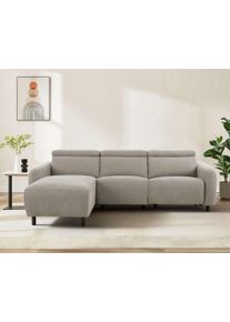 Ecksofa OTTO HOME "SKAANE Struktur, L-Form, 274 cm, manuelle/elektrische Relaxfunktion", creme, B:274cm H:100cm T:181cm, 100% Polyester, Sofas, Ecksofa, 274 cm, mit Kopfteilverstellung und man. oder elektr. Relaxfunktion