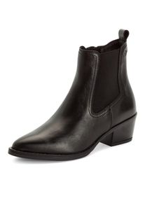 Chelseaboots Tamaris, Damen, Gr. 37, schwarz, Elastischer Einsatz, Leder, unifarben, Schuhe Chelseaboots, Blockabsatz, Cowboy Stiefelette, Westernstiefelette mit Gummizug