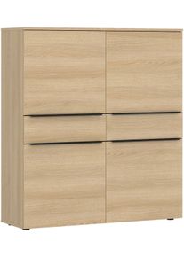 Hochkommode Tom Tailor HOME, light oak, B:110cm H:126cm T:42cm, Holzwerkstoff, Melamin, Spanplatte, Sideboards, Hochkommode, Highboard, Breite 110 cm,4 T&uuml;ren,2 Schubladen, viel Stauraum