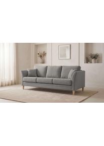 3-Sitzer Home Affaire "Arellano, Breite 217 cm", light grau, B:217cm H:87cm T:86cm, Sofas, 3-Sitzer, klassisches Design, 2 Zierkissen inklusive, Webstoff fein, Chenille