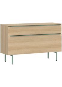 Lowboard Tom Tailor HOME "COLOR PUZZLE 3 &ndash; 1 Klappe 1 Schublade mit farbigem Griff und F&uuml;&szlig;en", light oak, B:110cm H:72cm T:42cm, Holzwerkstoff, Melamin, Spanplatte, Sideboards, Lowboard, Kommode, Breite 110 cm,mit Klappe und Schublade, viel Stauraum