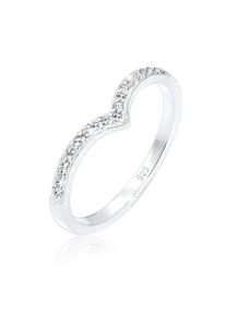 Silberring Elli "Ring V-Form Glas Kristalle Wei&szlig; 925 Sterling Silber" Gr. 52, silber, Fingerringe, Damen, 52, Silber 925 (Sterlingsilber), Silberring
