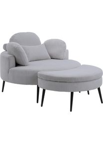 Loveseat OTTO HOME "Riko", hellgrau, B:110cm H:84cm T:110cm, 100%PES, Sessel, Loveseat, R&uuml;ckenst&uuml;tze verstellbar, inklusive Stauraumhocker