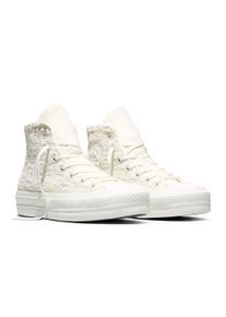 Sneaker Converse "CHUCK TAYLOR ALL STAR LIFT PLATFORM CROCHET", Damen, Gr. 42,5, wei&szlig; (egret, egret, vintage wei&szlig;), Synthetik, Schuhe Sneaker, f&uuml;r sportlichen Look im Alltag, mit Gummilaufsohle, sportlicher Stil