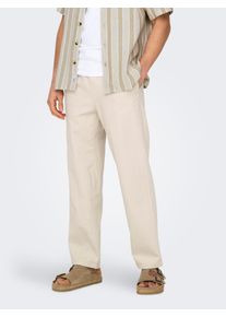 Only & Sons Schlupfhose ONLY & SONS "ONSSINUS LOOSE 0007 COT LIN PANT NOOS", Herren, Gr. XXL, N-Gr, beige (silber lining), Web, Obermaterial: 75% Baumwolle, 25% Leinen, unifarben, loose fit kn&ouml;chellang, Hosen Schlupfhose, Baumwolle mit Leinen, locker geschnitten