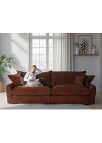 Big-Sofa Home Affaire "Finca XL, B: 190 cm", terracota, B:190cm T:123cm, 100% Polyester, Sofas, Big-Sofa, Mega-Sofa, Cord oder Chenille-Struktur, mit Federkern & 4 Zierkissen