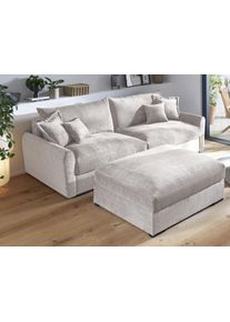 Big-Sofa Home Affaire "Finca XL, B: 190 cm", beige, B:190cm T:123cm, 100% Polyester, Sofas, Big-Sofa, Mega-Sofa, Cord oder Chenille-Struktur, mit Federkern & 4 Zierkissen