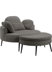 Loveseat OTTO HOME "Riko", anthrazit, B:110cm H:84cm T:110cm, 100%PES, Sessel, Loveseat, R&uuml;ckenst&uuml;tze verstellbar, inklusive Stauraumhocker