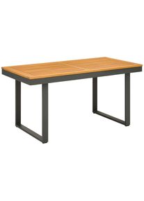 Amatio Gartentisch, Anthrazit, Naturfarben, Holz, Metall, Akazie, massiv, rechteckig, U-Form, 140x68x70 cm, Fsc, Holzm&ouml;bel, Holztische, Gartentische Holz