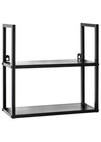 Wandregal, Schwarz, Metall, 2 F&auml;cher, 36x36x15 cm, h&auml;ngend, Wohnzimmer, Regale, Wandregale