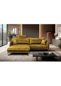 P & B Ecksofa, Senfgelb, Textil, Ottomane links, L-Form, 264x196 cm, Made in EU, Liegefunktion, Wohnzimmer, Sofas & Couches, Wohnlandschaften, Ecksofas