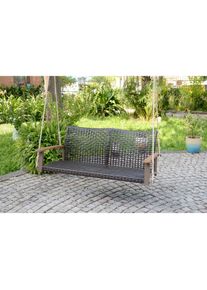 Gardenson H&auml;ngebank, Braun, Grau, Akaziefarben, Holz, Metall, Kunststoff, Akazie, Hartholz, 120x79x57 cm, mit R&uuml;ckenlehne, zum H&auml;ngen, Gartenm&ouml;bel, Gartenschaukeln