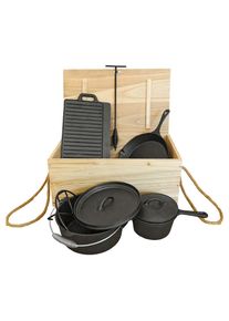 Gusseisen-Kochset, Schwarz, Metall, 6-teilig, Grills, Holzkohlegriller