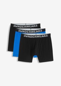 bonprix Chilot boxer mulat de lungime medie cu bumbac (set/3 buc.), albastru, 12 (5XL)