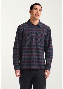 Flanellhemd Jack Wolfskin "BAJA FLANNEL SHIRT M", Herren, Gr. XXL (58), Normalgr&ouml;&szlig;en, blau (check, schwarznavy), Obermaterial: 100% Baumwolle, Hemden Flanellhemd