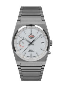 Solaruhr RUHLA "Space Control Solar Power Reserve", silber (silberfarben), Armbanduhren, Herren, Solaruhr, Herrenuhr, Datum, Leuchtzeiger, Saphirglas, Made in Germany