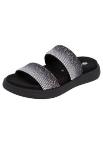 Pantolette Remonte, Damen, Gr. 41, schwarz, Textil, Schuhe Pantolette, Plateau, Sommerschuh, Schlappen mit funkelenden Strasssteinen